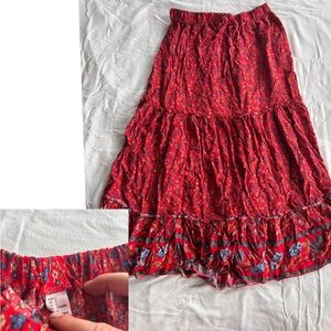Floral Red Skirt